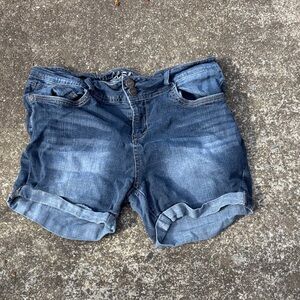 Wallflower Dark Wash Rolled Cuff Denim Shorts